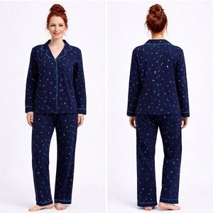 Gilligan & O’Malley NWOT Navy Print Cotton Flannel Pajamas Sizes: Sm | Med | Lrg